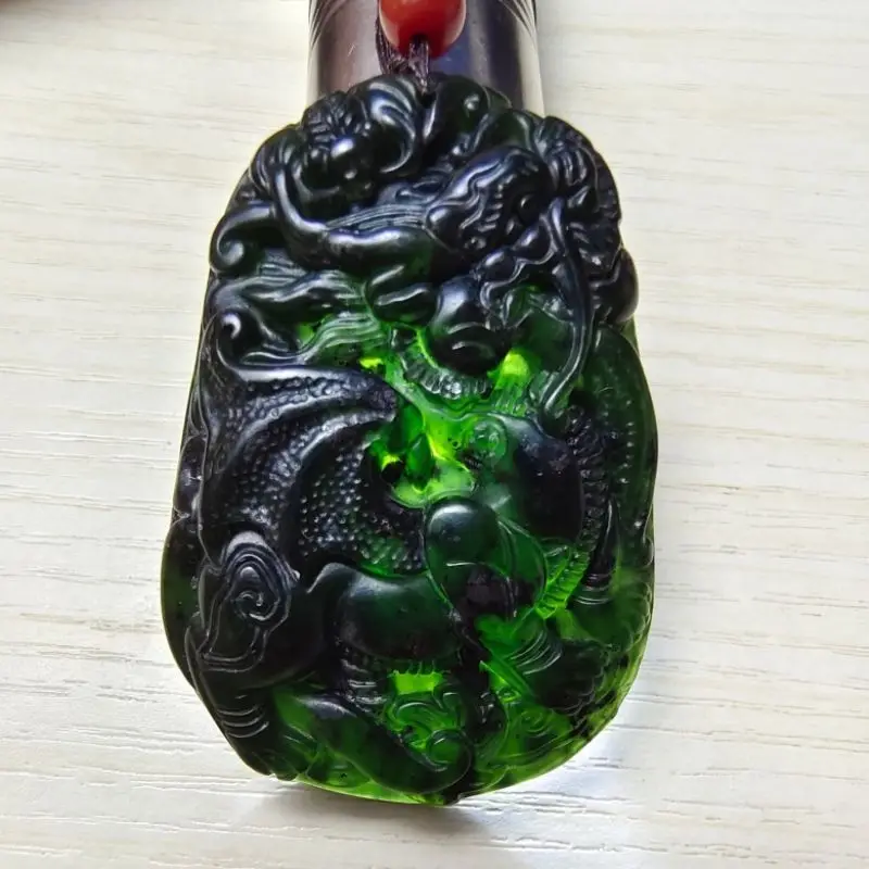 Мужское колье с нефритовым кулоном резное украшение в виде короля лекарства