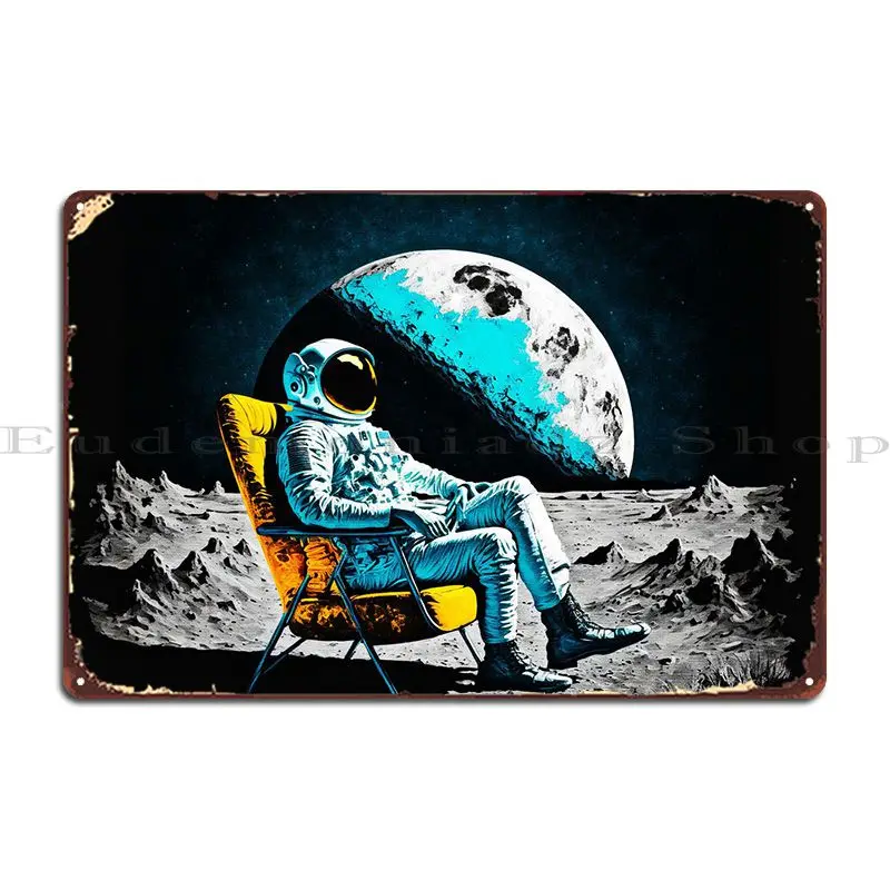 

Астронавт, сидя на стуле, металлические знаки, Настенный декор, печать, роспись, украшение, винтажный оловянный знак, плакат