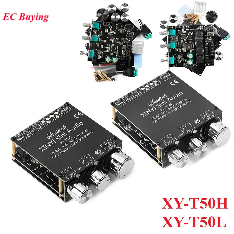 XY-T50H TPA3116D2 2x50W Bluetooth-совместимый 5,0 сабвуфер HIFI динамик цифровой аудио усилитель мощности плата стерео усилитель