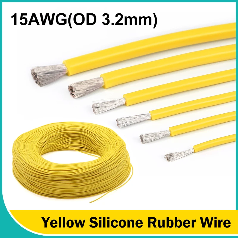 Желтые мягкие силиконовые резиновые провода 30/28/26/24/22/20/18/16/15/14/13/12/10/08 AWG гибкий электрический кабель для автомобильного инверторного аккумулятора