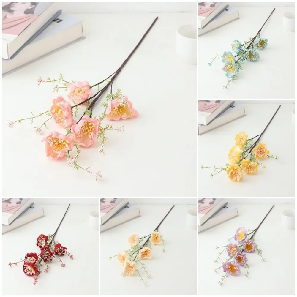 4 шт. Новый 60 см искусственный цветок 5 вилок шелковый розовый бабочка 3D