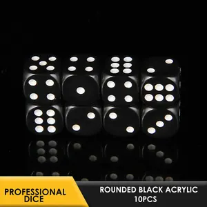 Набор из черные игральные кости пластиковых кубиков для развлечений, 12 мм, 10 шт.