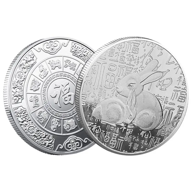 

Chinese New Year Commemorative Coin Lucky Commemorative Coin Zodiac Rabbit Silver/Gold Plated Commemorative Coins 2023 Rabbit