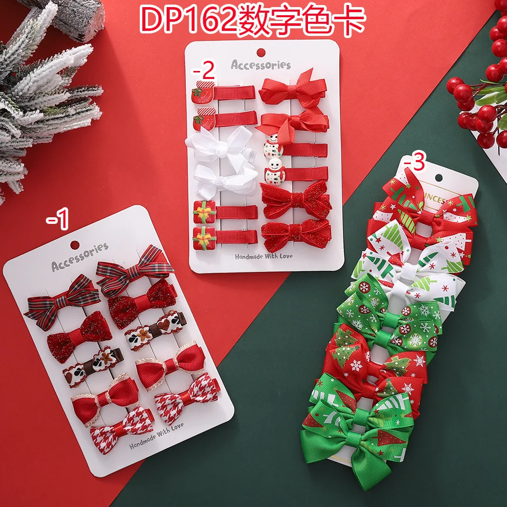 

10pcs New Christmas Bow Hair Clips Baby Girls Red Ribbon Hair Bow Barrettes Hairpins Children Kids Xmas Christmas Headwear