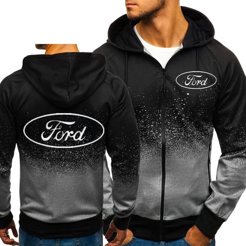 

2022NEW Unisex Fashion Jackets for Ford Logo Zippers Hoodies Outdoor Sweatshirt 3D Gradient Sportswear Ford Zipper Cardigan Coat