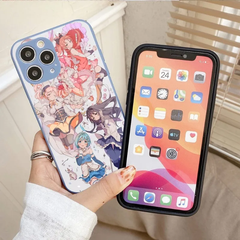 

Чехол для телефона Puella Magi для IPhone 14 13 12 11 Pro Max X XR XS 8 7 Plus, цветной чехол из жидкого стекла