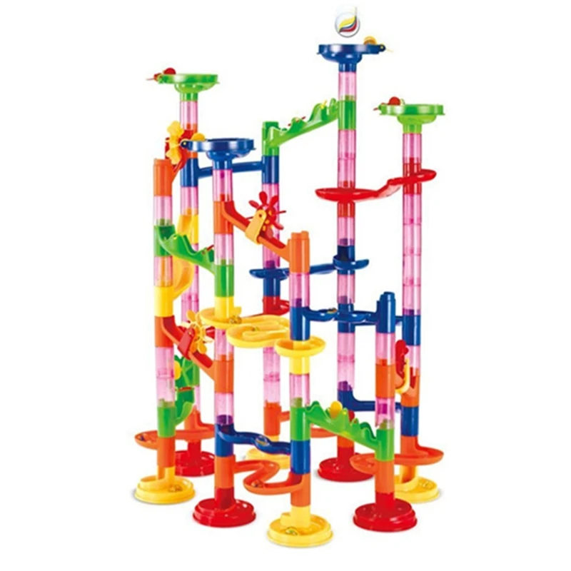 

105Pcs DIY Track Toy Montessori Building Toy Easy Assembly Stacking Marble Run Interactive Sensory Playset for Toddlers