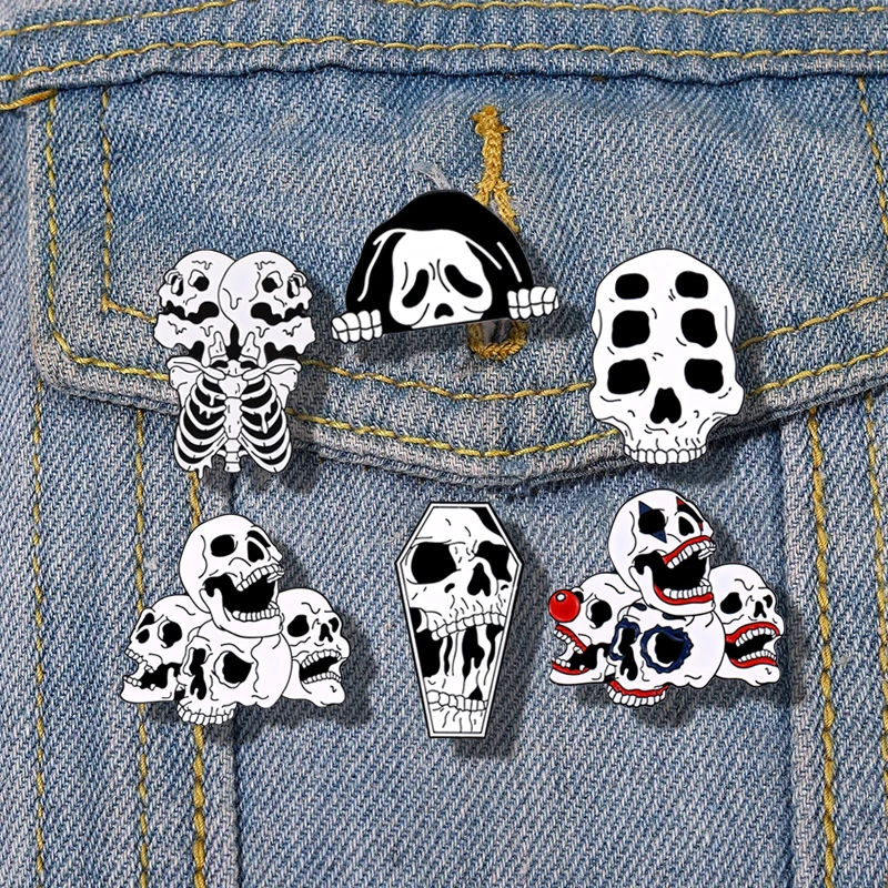 

Fashion Punk Skull Enamel Pin Custom Clown Gothic Brooch Lapel Badge Jewelry Gift for Kids Friends