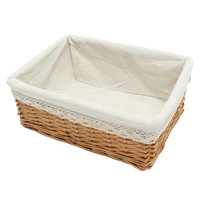 woven basket rattan storage bin seagrass wicker basket with fabric liner dedsktop sundries container weaving jewelry cutlery