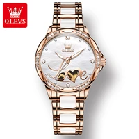 olevs 6613 automatic mechanical waterproof women wristwatches full automatic hot style ceramic strap fashion watches for women