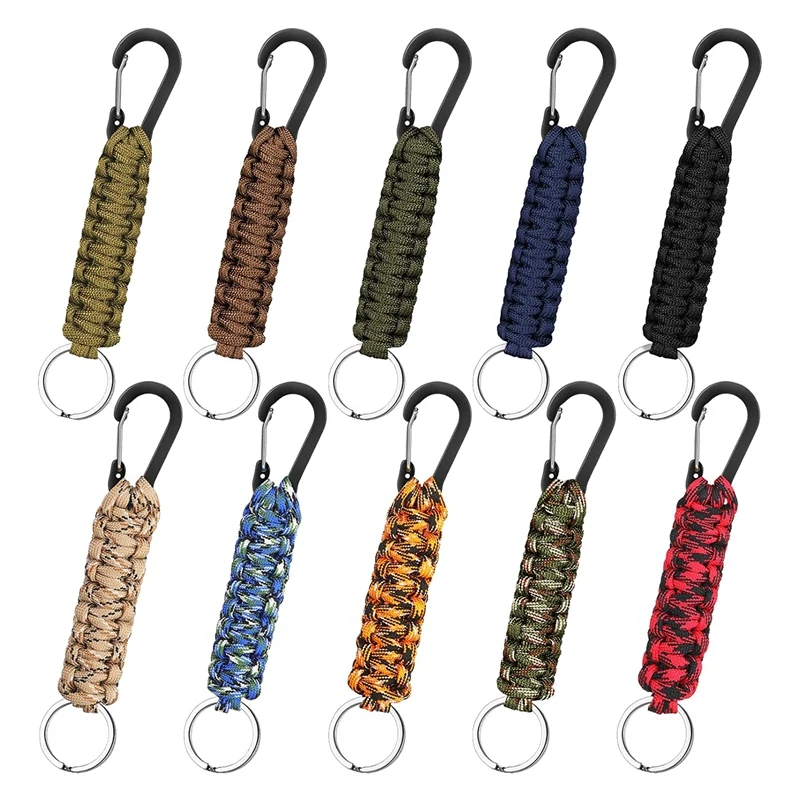 

New-Pack Of 10 Paracord Key Fob Quick Release Lanyard Clip Ring Braided Lanyard Useful Ring Hook Outdoor Lanyard Key Rings