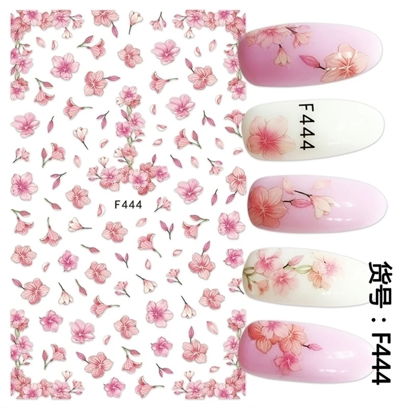 1 шт. Розовые наклейки для ногтей Сакура/Цветение сливы 3D аксессуары с весенним