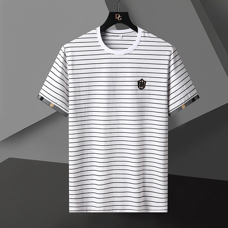 

Top Grade New Summer Brand Tops Urban Men's Designer T-Shirt Stripe Classic Short Sleeve Casual Fashion Mens Clothing 2023