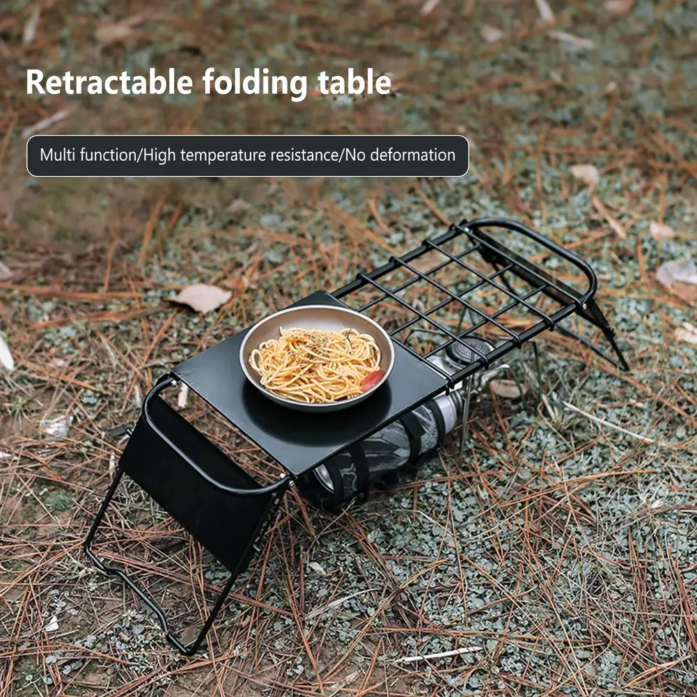 

Portable Retractable Folding Table 7 Adjustable Height Outdoor Camping Mini Stove Rack Bracket Grid Table