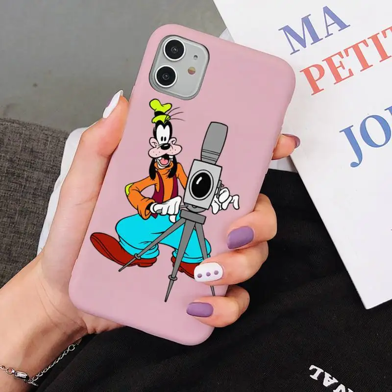 

Disney Goofy Dog Phone Case for iPhone 11 12 13 Mini Pro Xs Max 8 7 6 6S Plus X XR Solid Candy Color Case