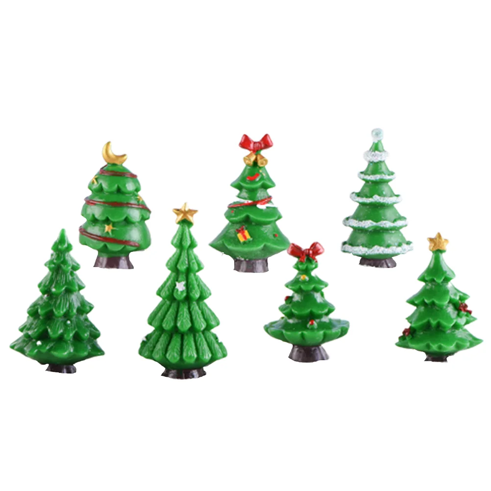

Christmas Tree Resin Miniature Ornaments Snow Mini Landscapemicro Decor Figurines Globe Desktop Ornament Brush Bottle