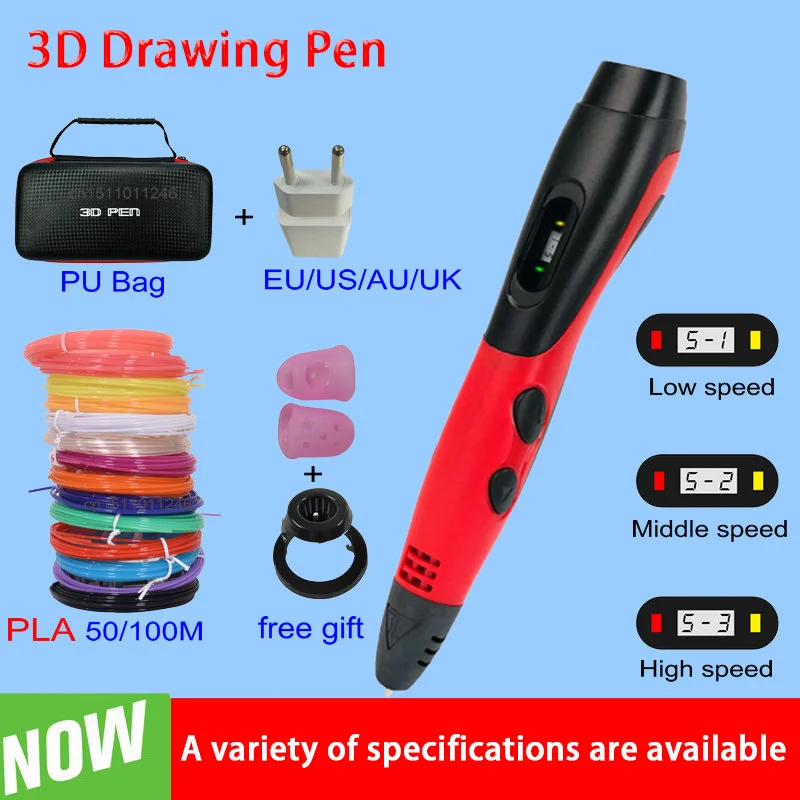 

3d-ручка из пла-пластика для детей, 10, 20 цветов, 50, 100 метров