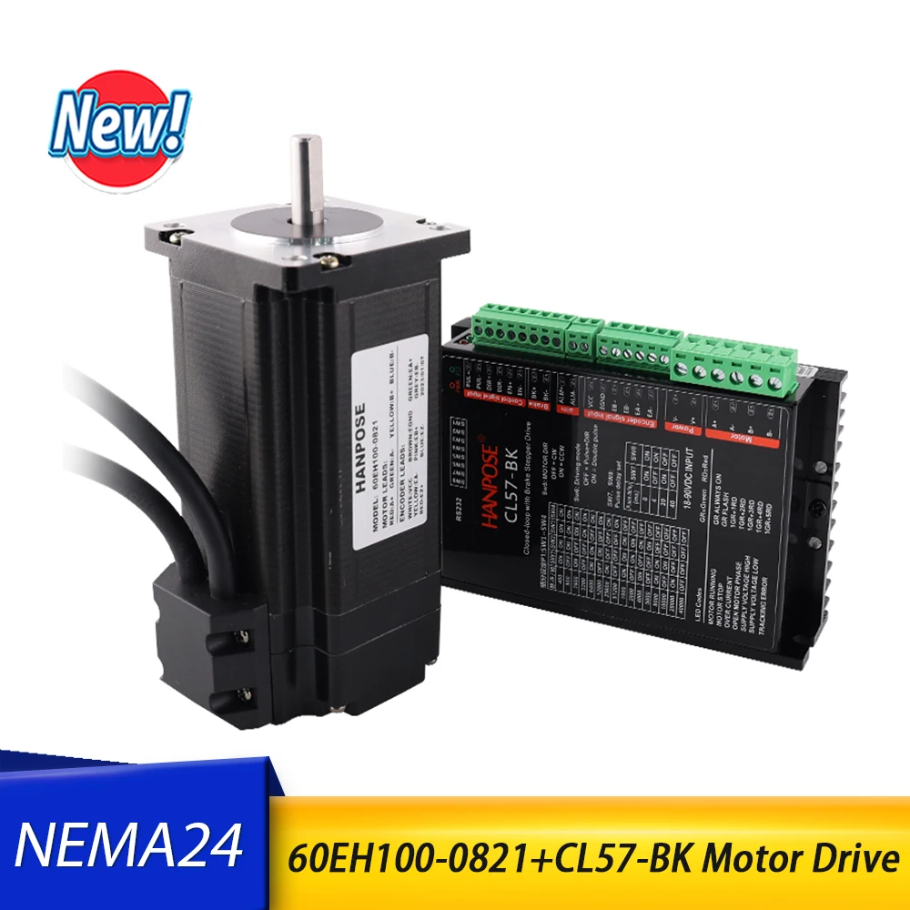 

Motor Controller Kit Closed Loop stepper motor Driver 4.0A 2.8N.m Hybrid Step-servo motor NEMA24 60EH100-821+CL57-BK CNCStepper