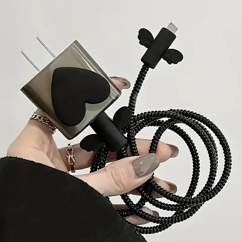 5 шт., черная 3D-защитная пленка для зарядки данных, аксессуары для намотки для iPhone 11, 12, 13, 14, 18 Вт-20 Вт, прозрачная защитная крышка для зарядного устройства