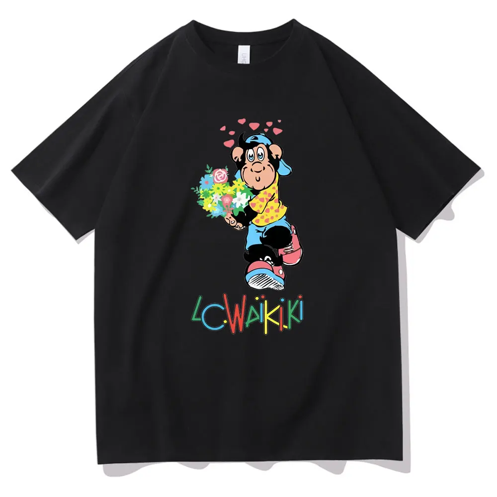 

Lc Waikiki Monkey with Flowers Merchandise T-Shirt Streetwear Funny Monkey Graphic Print Tshirt Men Women Casual Brand T Shirts