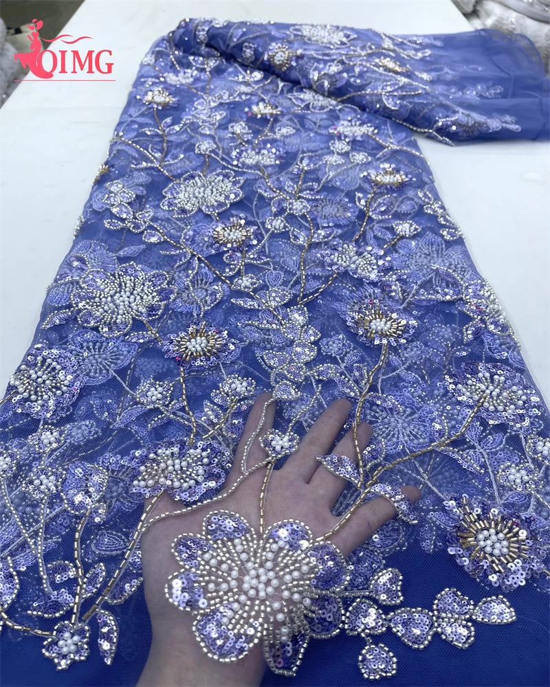 OIMG модная африканская бисерная кружевная ткань 2024 Высококачественная