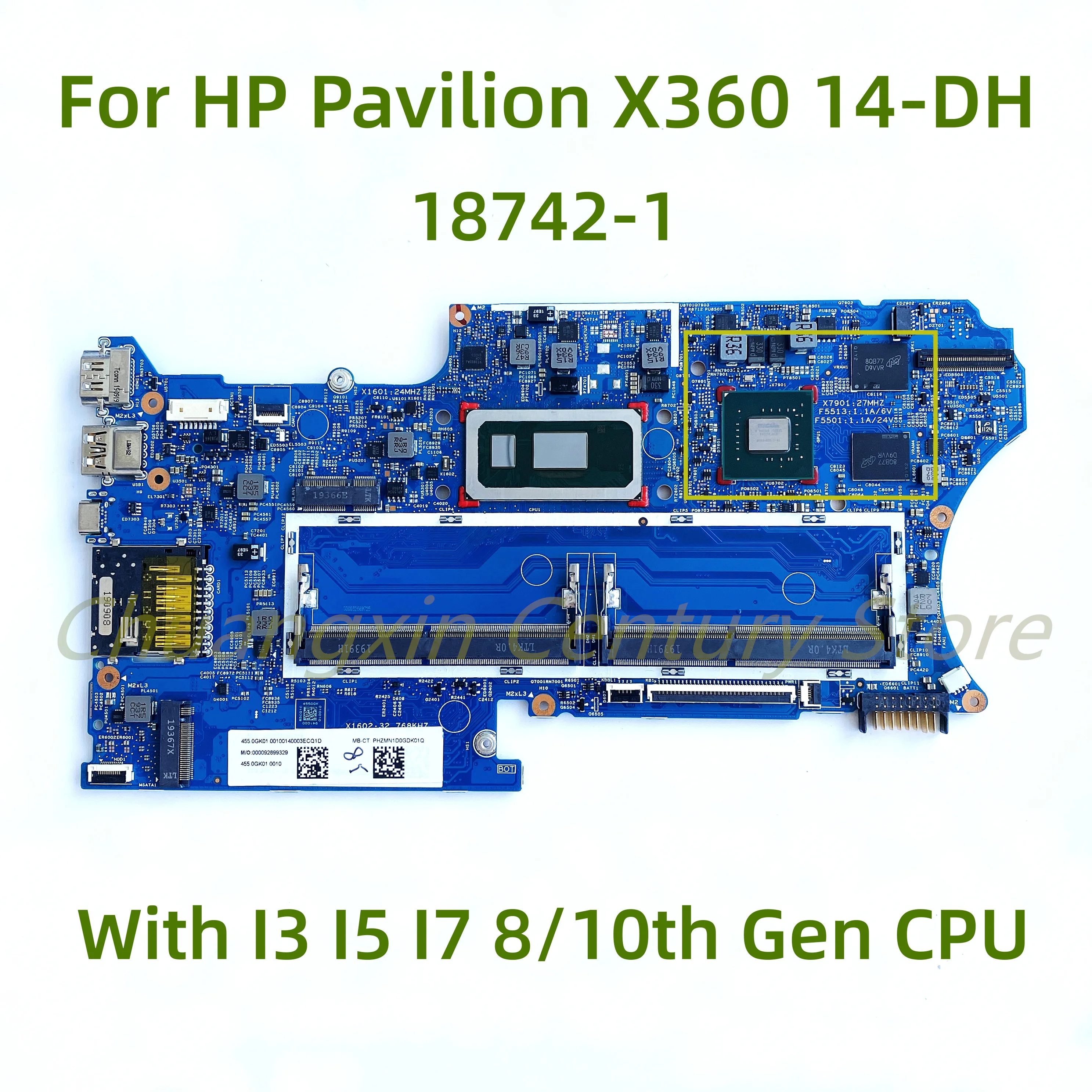 

Подходит для материнской платы ноутбука HP Pavilion X360 14-DH 14M-DH 18742-1 с процессором I3 I5 I7 8/10 поколения GPU: 2 ГБ 100% протестированная работа