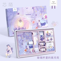 fairy tale notebook with stickers tape hand book set gift box pink purple girl diary student school stationery christmas present