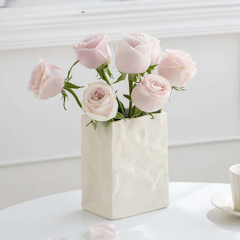 

Glass Terrarium Grand Ceramic Flower Vase Interior Hydroponic Mini Flower Bottle White Vase Pottery Deco Maison Decoration