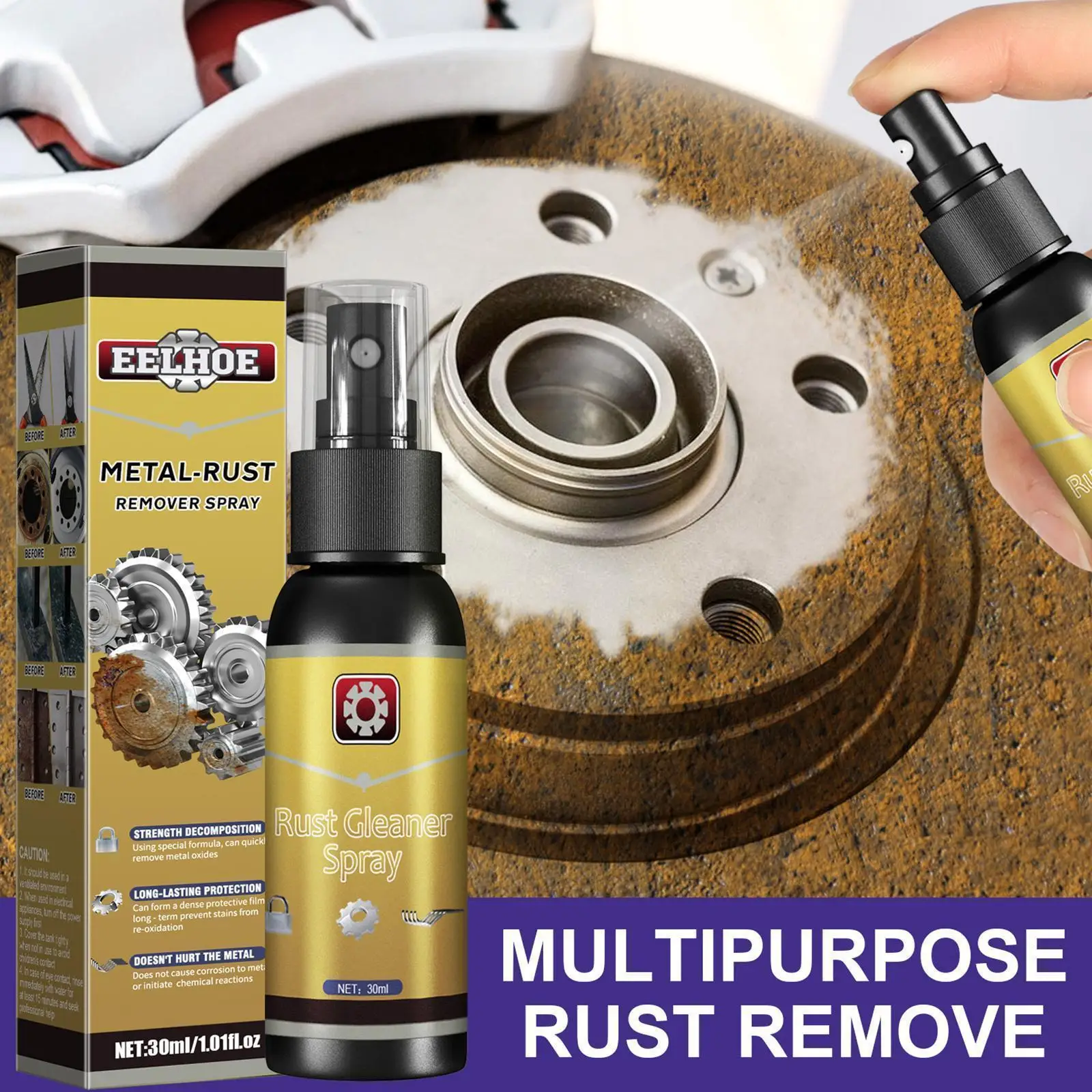 

30ml Car Rust Remover Spray Automotive Wheel Rim Metal Maintenance Wash Y3J6 Agent Cleaning Parts Anti-rust Multi-Purpose C K4D7