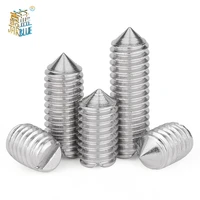 100pcslot stainless steel slotted head cone point grub set screw m1 6 m2 m2 5 m3 m4 m5 machinery screw headless bolt