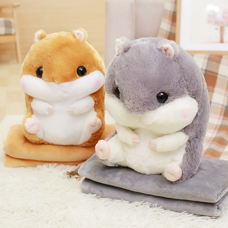 

2 Size Hamster Flannel Seat Cushion With Blanket Silk Cotton Core Hand Warmer Pillow Home Decoration Car Office Sofa Cushion