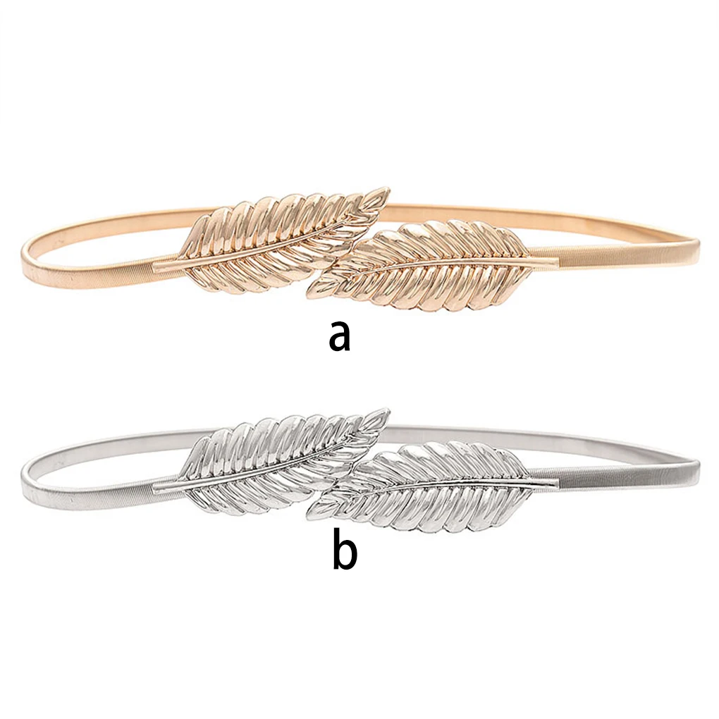 

Fashion Dress Belt Delicate Adjustable Metal Leaves Stretching Strap Down Jacket Valentines Day Women Accessories