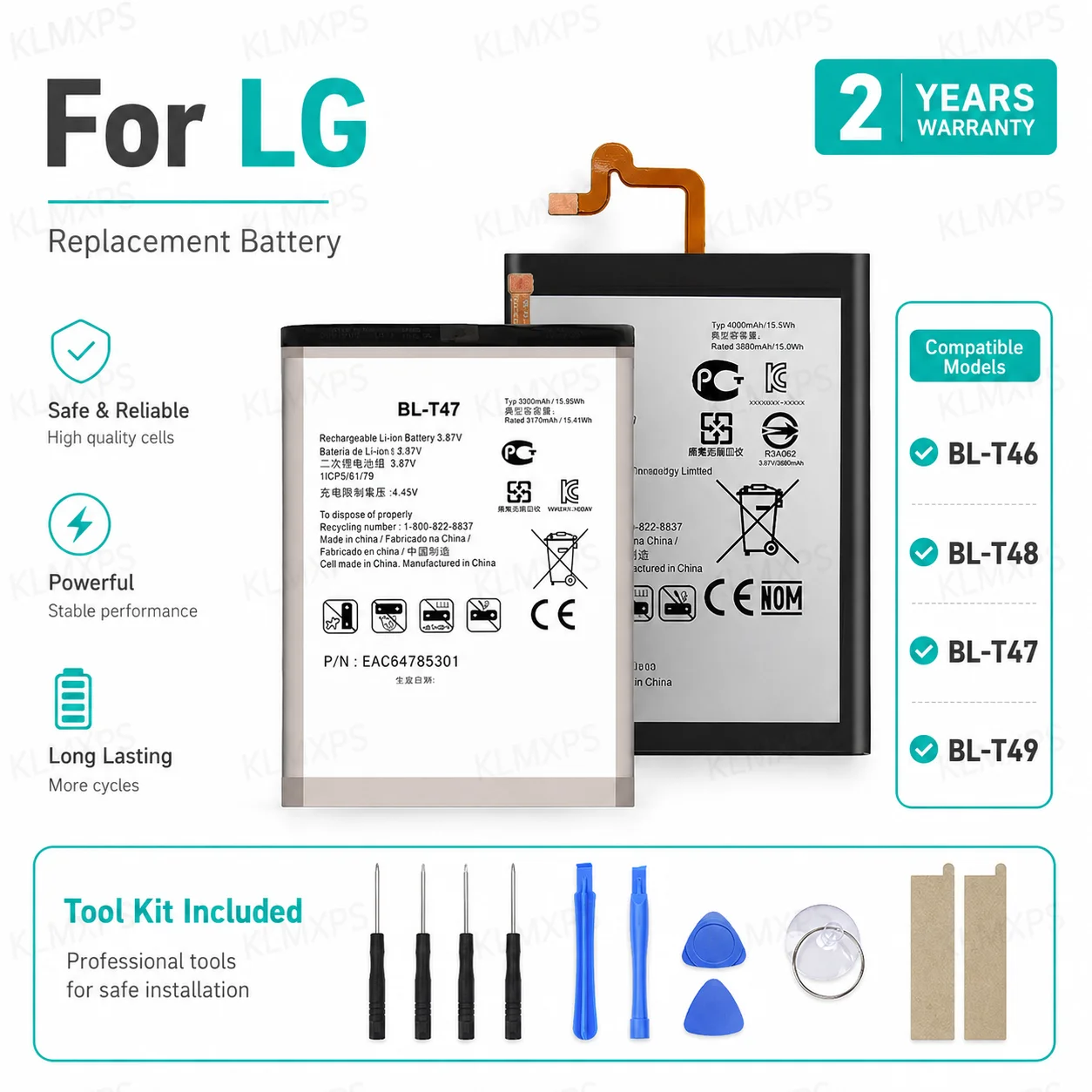 Фото Запасная батарея BL-T47 BL-T46 BL-T49 BL-T48 для LG V60 ThinQ Stylo 6 K510 K51S LM-Q730MM LM-K410BMW с инструментами для ремонта №1