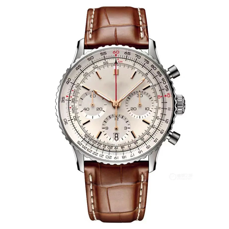 

Top Quality Superocean Watches Men Quartz Chronograph Aviation Pilots Wrist Watch Black Blue Leather Strap Waterproof AAA Clocks