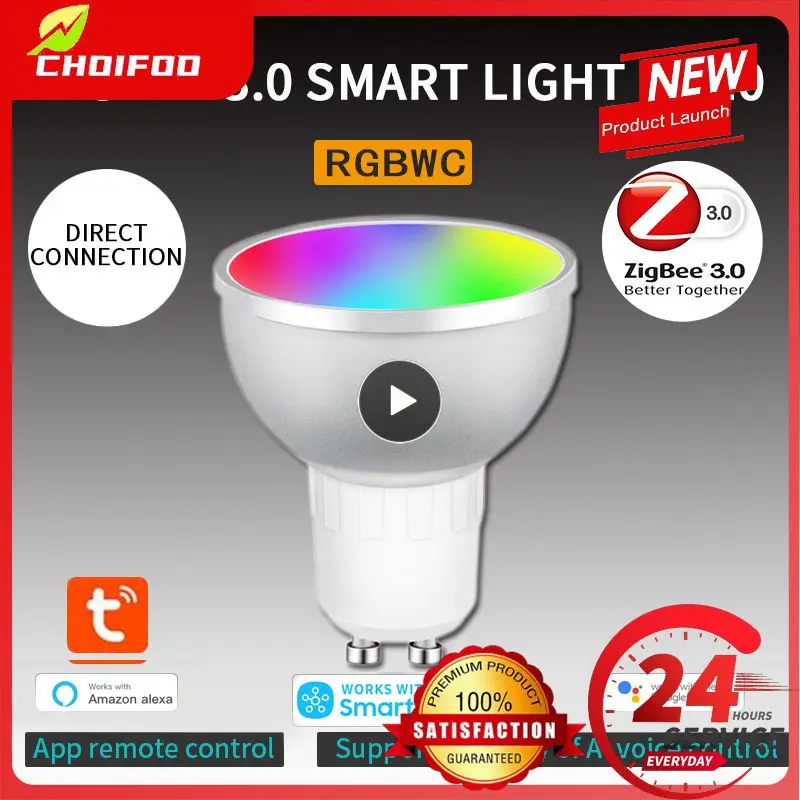

1~6PCS Smart Led Light Bulb Zigbee 3.0 Voice Control Smart Light Bulb Rgbcw Led Lamp Smart Home Tuya Work With Alexa Google Home