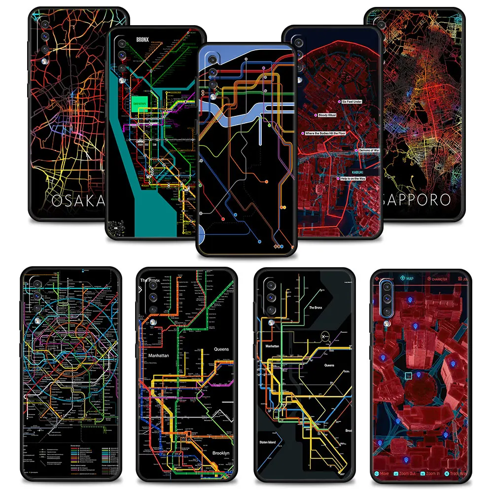 

For Samsung Galaxy A20e A40 A10 A50 A30 A70 A10s Note 20 Ultra 10 A20s M30s A42 5G Style Thin city subway guide Phone Coque