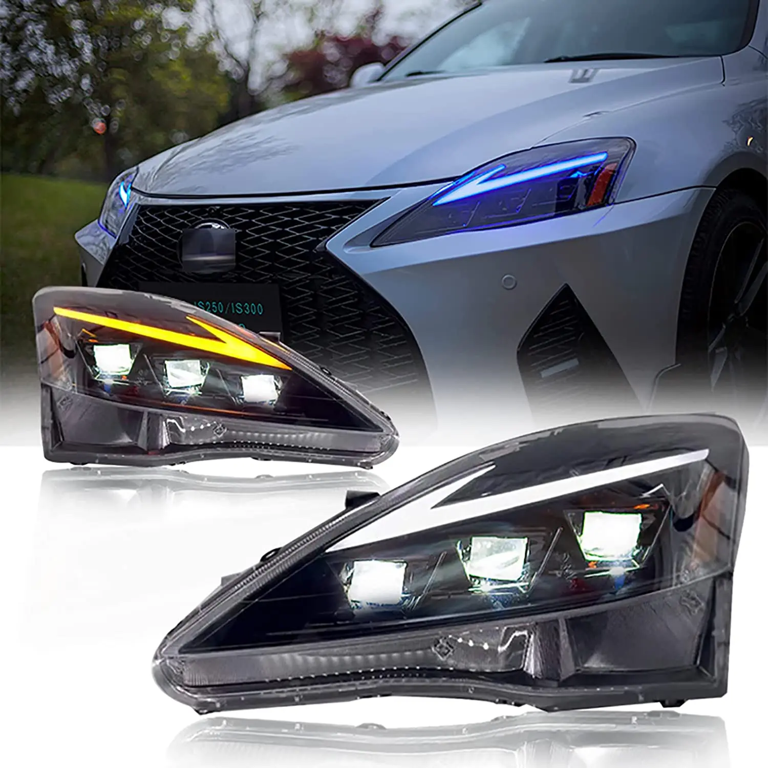 Led Headlight Assembly Fit for LEXUS 2006-2012 IS250 IS350 ISF With Start Up Animation Dynamic Sequential Turn Signal Light