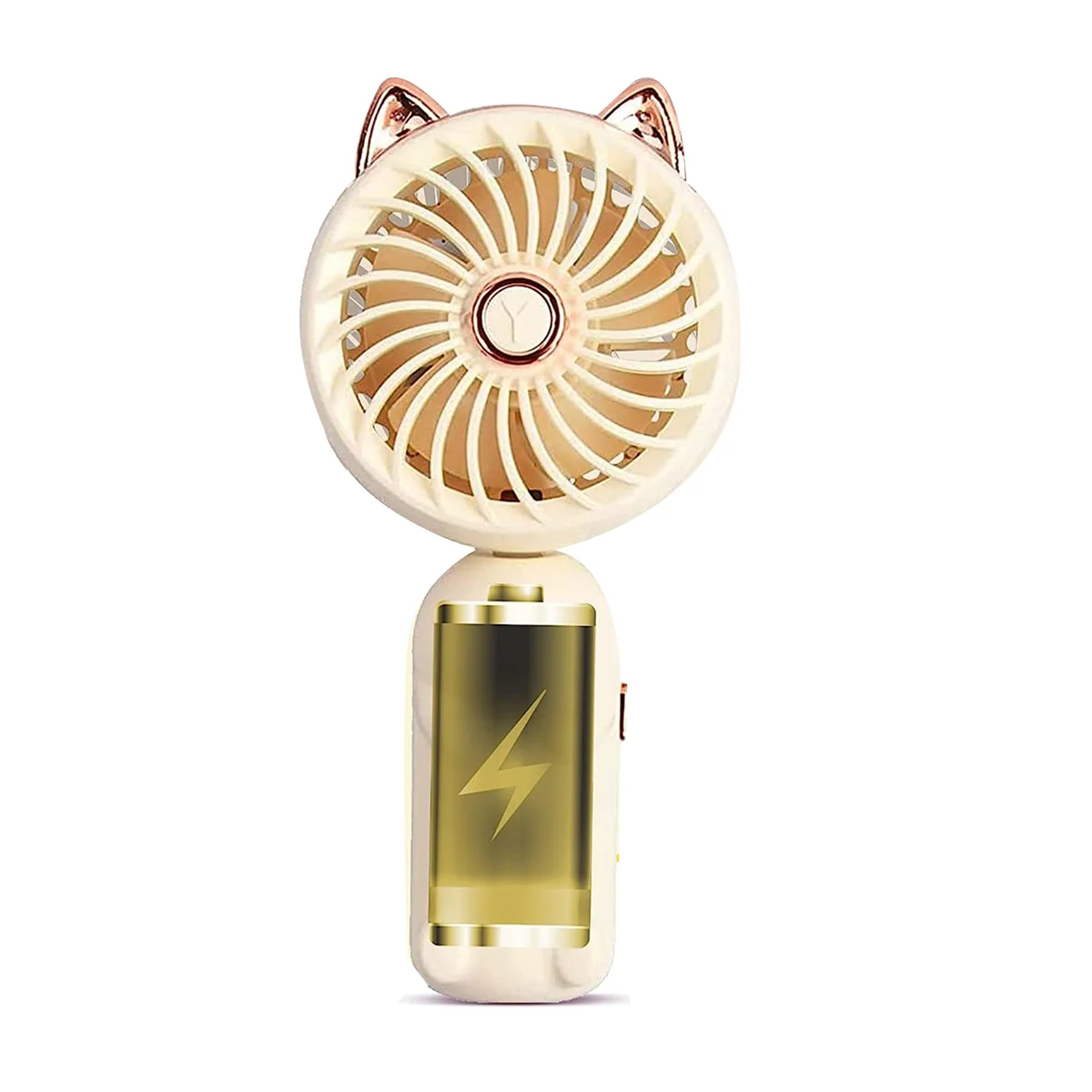 

Portable Hand Fan with Ears - Mini Fan with USB Rechargeable Battery Foldable Small Fan (White)