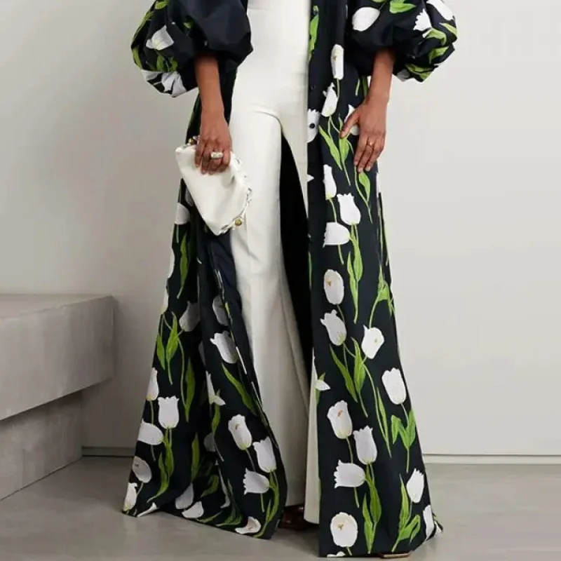 Beautyblue элегантный плащ с цветочным принтом платье на пуговицах повседневное