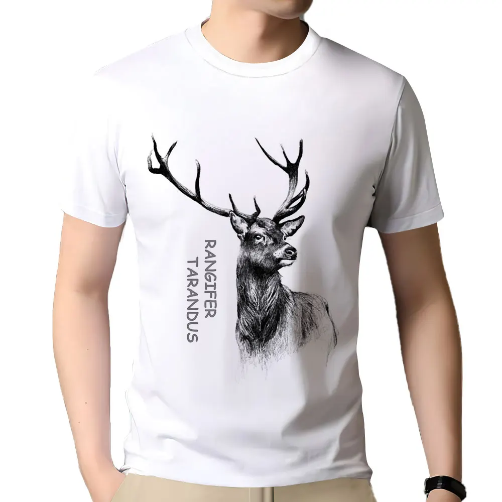 

Men's Summer Short Sleeve T-shirt Casual Deer Print Top TEE Extra Large Print Men's Fun T-shirt Free Shipping Package