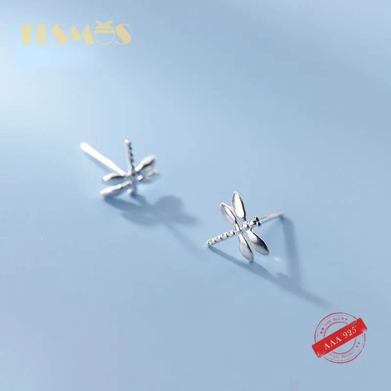 

Женские глянцевые серьги ITSMOS в виде стрекозы и насекомых, серебро пробы, минималистичные украшения для лета