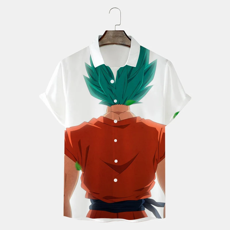 

Fashion Goku Anime Shirts Summer Beach Men's Shirts Seaside Travel 3D Printing Dragon Ball Tops Oversized High Quality Quick Dry