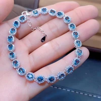 natural london blue topaz bracelet genuine s925 sterling silver womens bracelet fashion jewelry