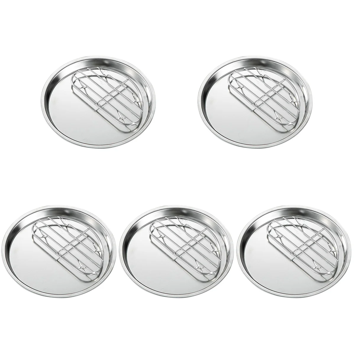 

5pcs Multi-function Snack Tray Fruit Plate Stainless Steel Tray Western Plate