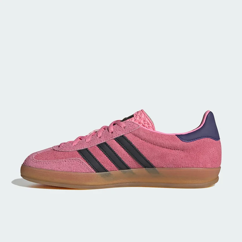 Фото Женские синие замшевые кеды Adidas Originals KH6038 с тремя белыми полосками, низкие, с резиновой подошвой, винтажные, повседневные, для прогулок №5