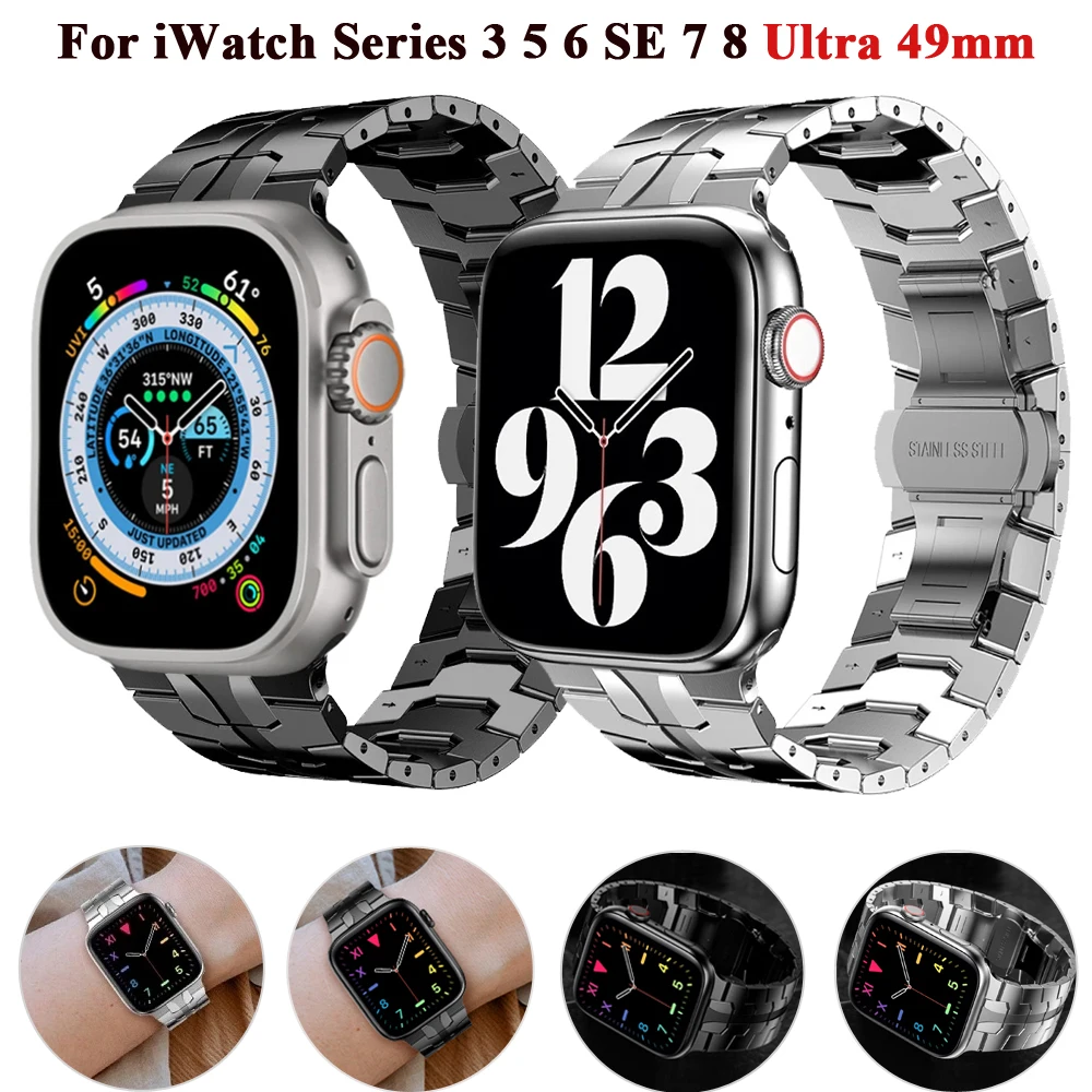 

Ремешок из нержавеющей стали для Apple Watch 49 мм 45 мм 44 мм 42 мм, металлический сменный Браслет для умных часов iWatch UItra 8 7 6 5 4 3 SE