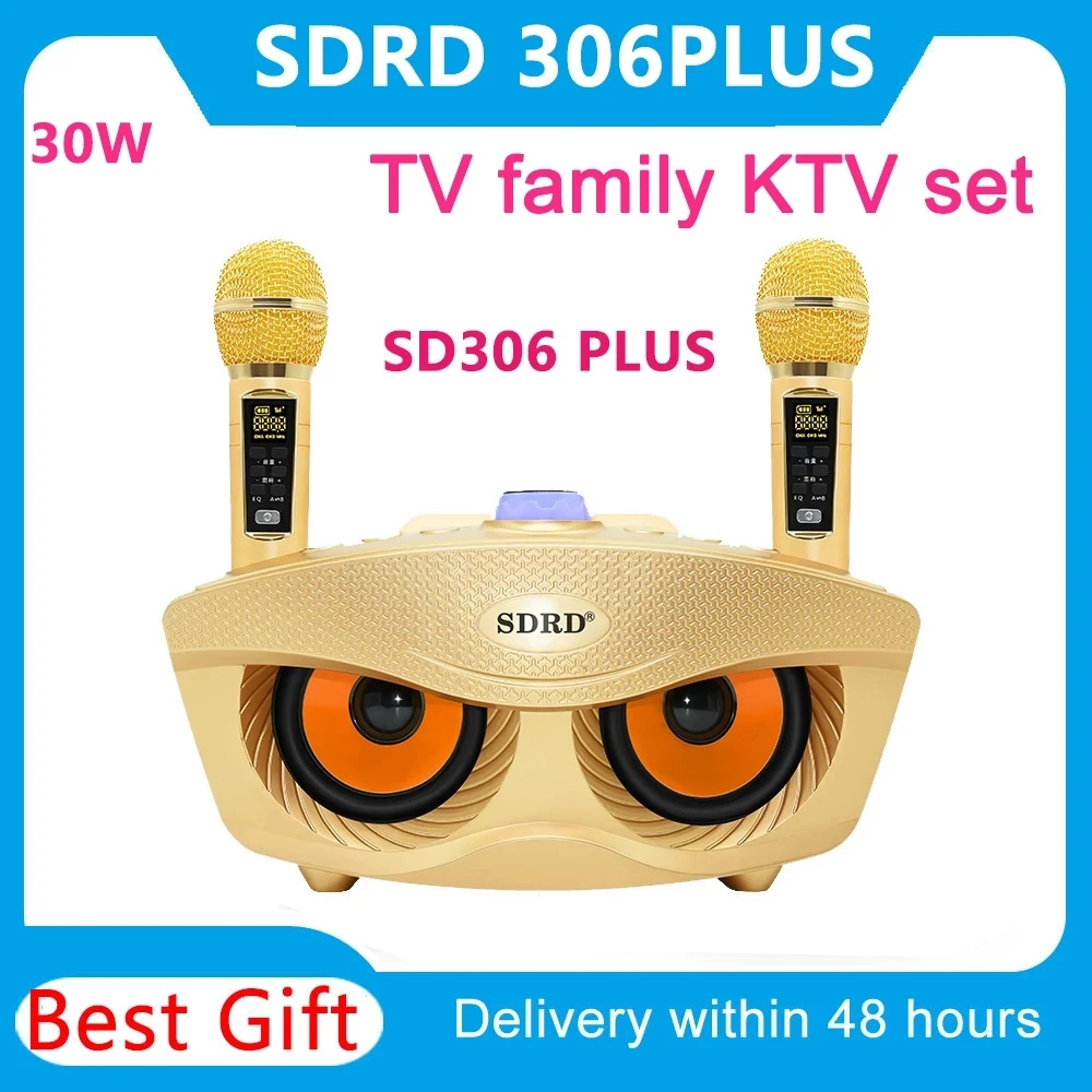 

2022 New SD306Plus30W High Power Audio All-in-One Karaoke TF/USB with Dual Wireless Microphone Support Wireless Bluetooth Speake