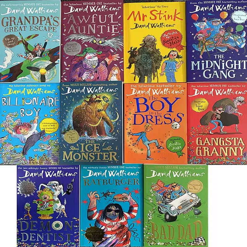 11Pcs/Set English Children's Novels David Walliams David Juvenile Humorous Growth Kids Reading Storybook Comic Chapter Book