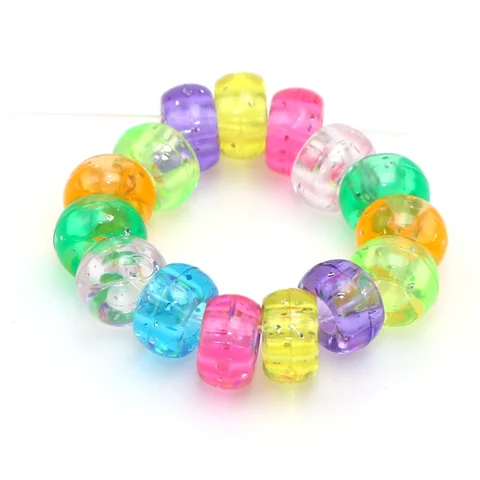 50 Mixed Pastel Color Acrylic Heart Pony Beads 15mm Kids Craft