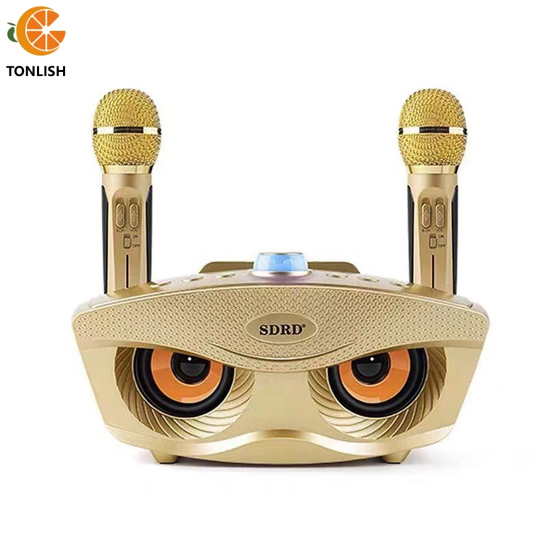 

TONLISH SD306 Owl KTV Dual Wireless Microphone Bluetooth Karaoke Speaker Home Stereo Microphone Outdoor Sound Durround Speaker